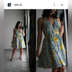 vntg Y2K Betsey Johnson halter flower butterfly dress baby doll style maximalist